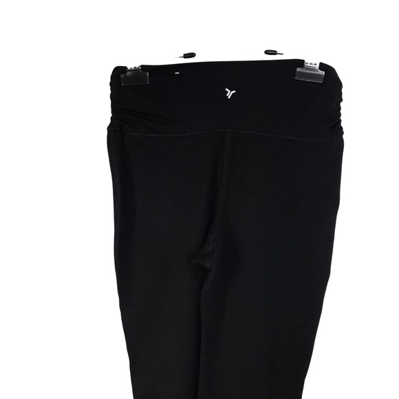 Old Navy PowerChill Flared Leggings Girl's L 10/12 Black High Waist Ruched Sides - Picture 3 of 10